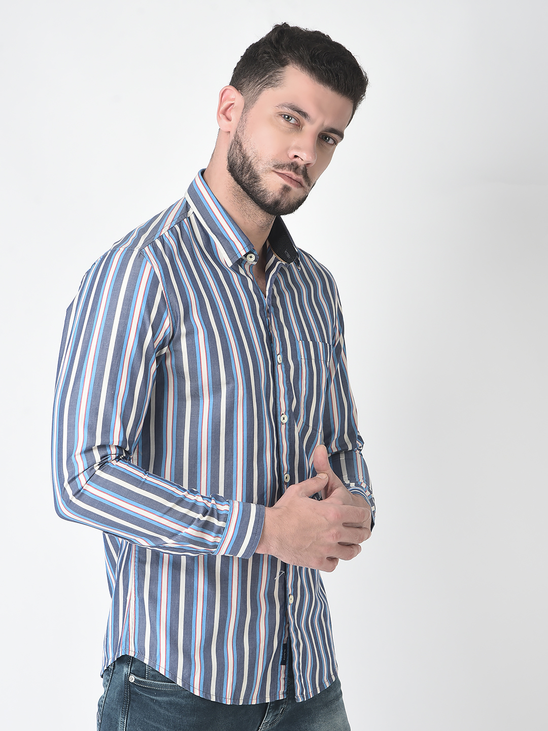 Numero Uno Men Striped Blue Shirt